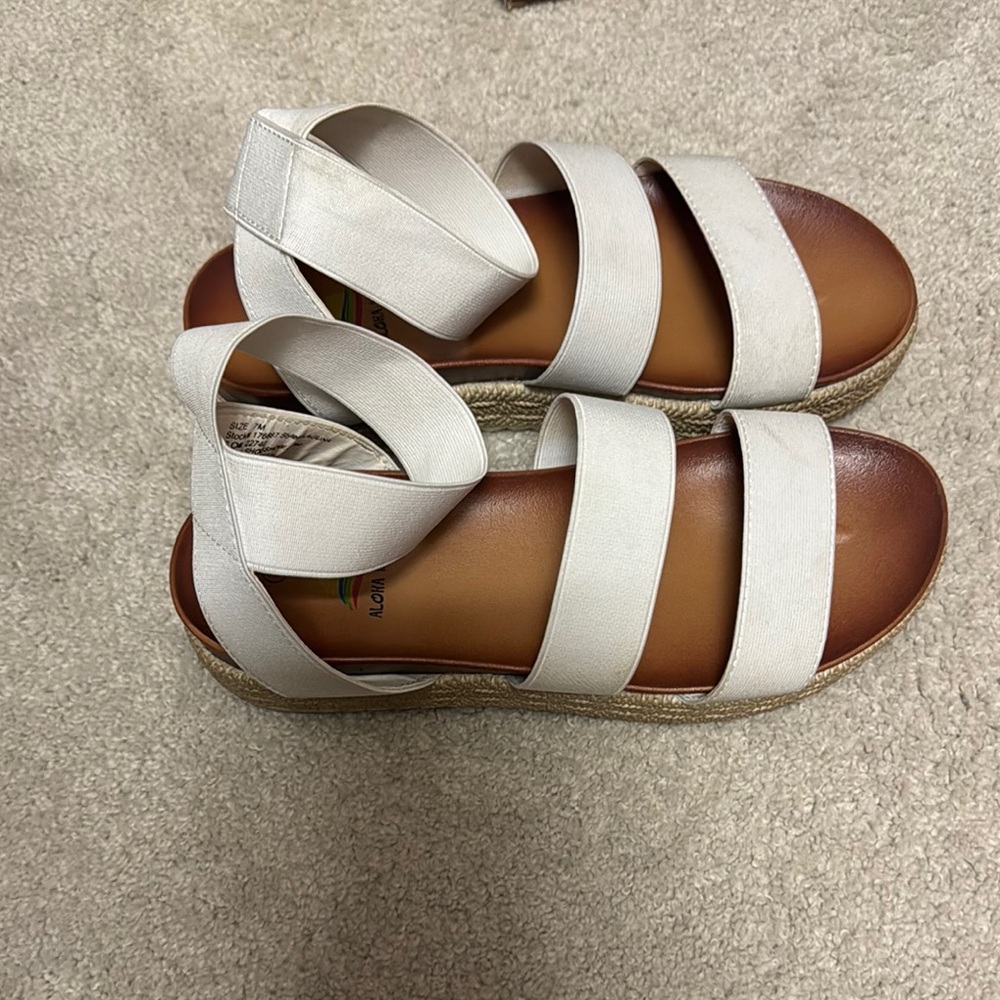 Aloha Island White and Brown Sandals Minimalist Design